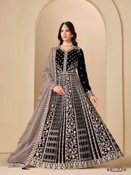 Black Velvet Embroidered Anarkali