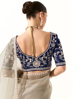 Champagne Organza Tissue Heavy Work Saree