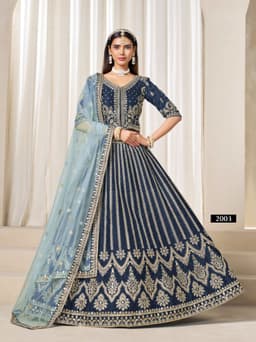 Blue Indian Bride Lehenga For Wedding look