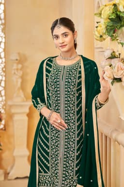 Bottle Green Sharara Suit