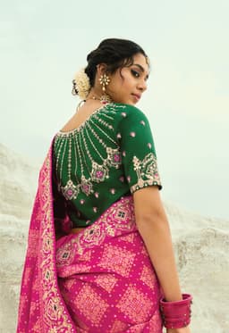 Rani Georgette Bandhej Bridal Saree