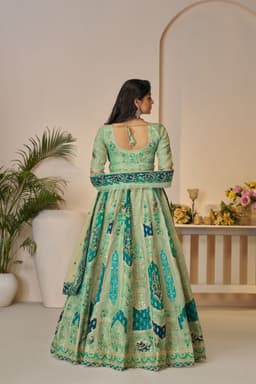 Green Banarasi Silk Rajsi Haathi Bridal Lehenga