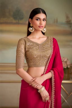 Red Wedding Wear Shining Georgette Saree