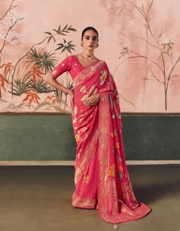 Pink Festive Wear Georgette Saree