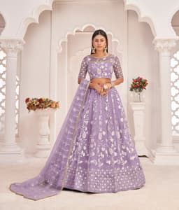 Lavender Butterfly Net Lehenga Choli