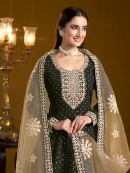 Elegant Green Festive Anarkali Gown
