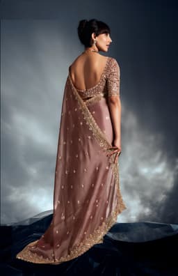 Designer Tissue Organza Saree for Engagement Wear