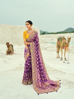 Wine Georgette Bridal Bandhej Saree