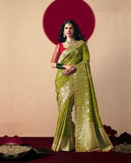 Olive Green Designer Saree for Festive Celebrations
