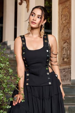 Ebony Black Gamthi Lehenga for Navratri, Garba & Dandiya