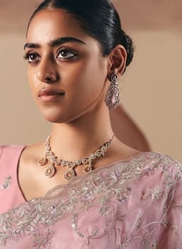 Blush Pink Sequins Work Saree