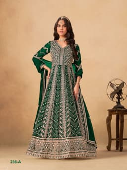 Green Designer Anarkali Gown