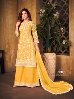 Mustard Yellow Designer Palazzo Suit
