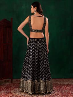 Midnight Blue Cocktail Party Georgette Designer Lehenga