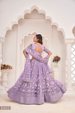 Lavender Butterfly Net Lehenga Choli