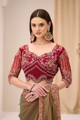 Dual Shade Georgette Embroidered Tissue Party Wear Saree