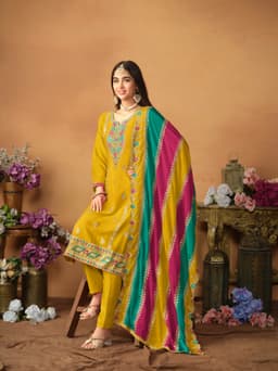 Mustard Pakistani Silk Suit