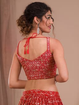 Ruby Red Bridal Reception Georgette Lehenga Choli