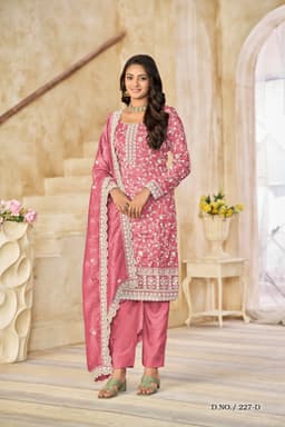 Pink Organza Embroidered Suit
