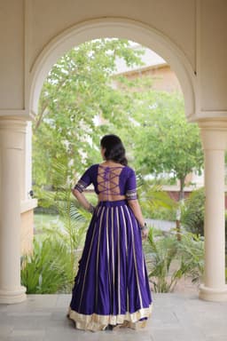 Purple 5 Meter Lehenga with Gota Patti & Gamthi Blouse