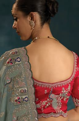 Grey Natural Crepe Bridal Wear Saree