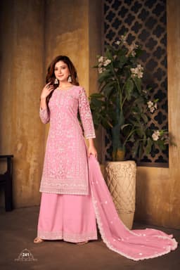 Baby Pink Designer Palazzo Suit