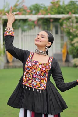 Black Multicolor Gamthi Lehenga for Navratri & Garba