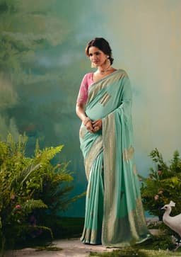 Mint Green Festive Wear Silk Saree