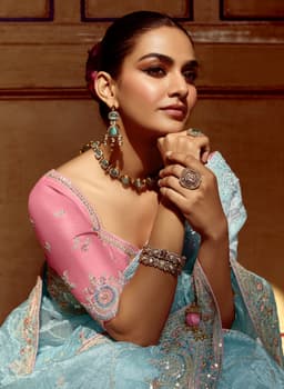 Sky Blue Party Sequins Saree
