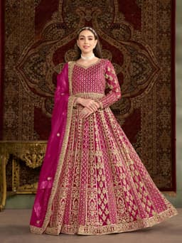 Rani Pink Embroidered Anarkali Gown