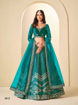 Teal Bridal Lehenga For Wedding look