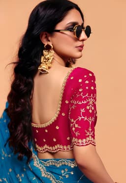 Teal Blue Satin Silk Heavy Sequins Embroidered Party Saree