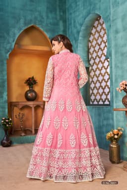 Pink Net Anarkali Suit