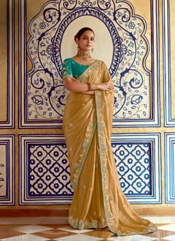 Gold Festive Work Saree