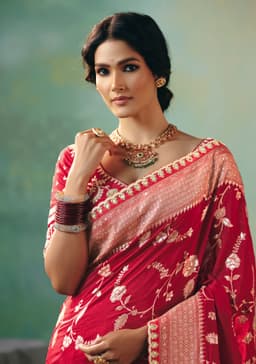 Ruby Red Wedding Wear Silk Saree