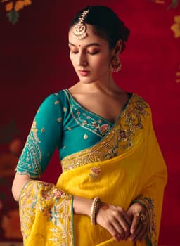 Yellow Designer Embroidered Festive Saree
