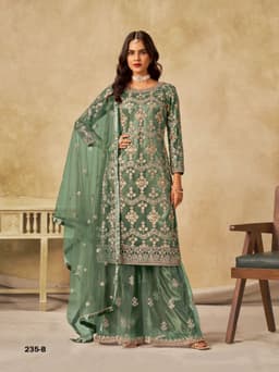 Sage Green Net Palazzo Suit