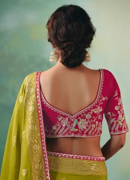 Olive Green Mehendi Wear Silk Saree