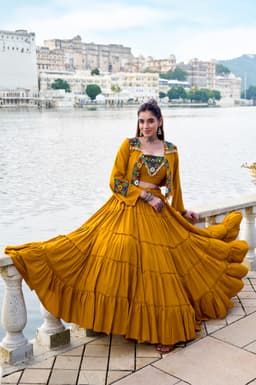 Mustard Gamthi Lehenga for Navratri, Garba & Festive Wear