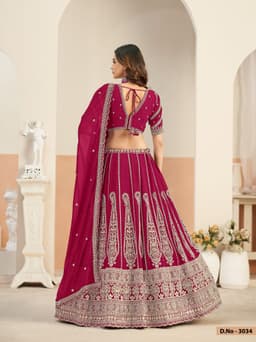Rani Pink Faux Georgette Heavy Embroidered Bridal Lehenga
