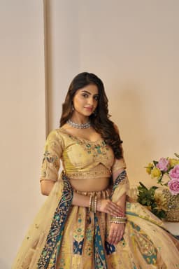 Yellow Banarasi Silk Bridal Haldi Lehenga