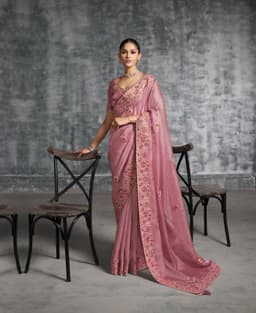 Dusty Rose Designer Tissue Saree