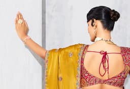 Mustard Yellow Designer Organza Saree for Wedding & Festive Wear