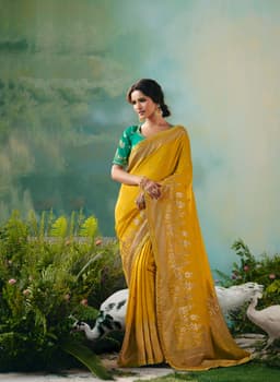 Yellow Haldi Function Wear Silk Saree