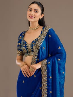 Royal Blue Tissue Silk Saree for Wedding & Reception