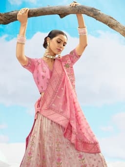 Pink Embroidered Lehenga for Wedding & Reception Wear