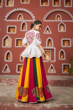 Multicolor Navratri Lehenga Choli with Embroidered Jacket