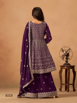 Purple Georgette Palazzo Suit
