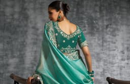 Emerald Green Designer Tissue Saree | Indian Wedding Attire for Female Guests