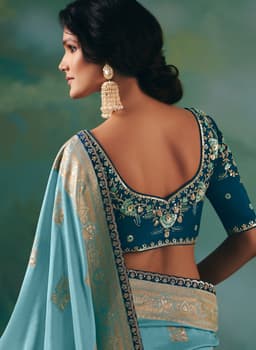 Sky Blue Festive Dola Silk Saree